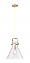 Innovation Lighting 411-1SM-BB-G411-12CL - Newton Cone - 1 Light - 12 inch - Brushed Brass - Mini Pendant