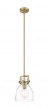 Innovation Lighting 411-1SS-BB-G412-8CL - Newton Bell - 1 Light - 8 inch - Brushed Brass - Mini Pendant