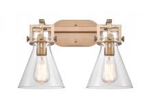 Innovation Lighting 411-2W-BB-7CL-LED - Newton Cone - 2 Light - 17 inch - Brushed Brass - Bath Vanity Light