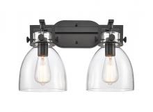 Innovation Lighting 411-2W-BK-G412-7CL - Newton Bell - 2 Light - 17 inch - Matte Black - Bath Vanity Light
