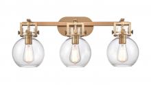 Innovation Lighting 411-3W-BB-G410-7CL - Newton Sphere - 3 Light - 27 inch - Brushed Brass - Bath Vanity Light
