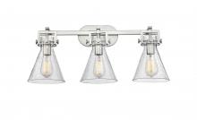 Innovation Lighting 411-3W-SN-G411-7SDY - Newton Cone - 3 Light - 27 inch - Brushed Satin Nickel - Bath Vanity Light