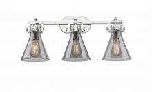 Innovation Lighting 411-3W-SN-G411-7SM - Newton Cone - 3 Light - 27 inch - Brushed Satin Nickel - Bath Vanity Light