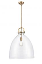 Innovation Lighting 412-1S-BB-18CL - Newton Bell - 1 Light - 18 inch - Brushed Brass - Cord hung - Pendant