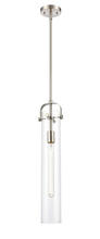 Innovation Lighting 413-1S-SN-4CL-LED - Pilaster - 1 Light - 4 inch Glass - Brushed Satin Nickel - Cord hung - Mini Pendant