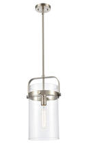 Innovation Lighting 413-1S-SN-8CL-LED - Pilaster - 1 Light - 8 inch Glass - Brushed Satin Nickel - Cord hung - Mini Pendant
