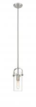 Innovations Lighting 423-1S-SN-G423-7CL - Pilaster II Cylinder - 1 Light - 5 inch - Satin Nickel - Pendant