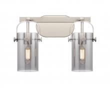 Innovations Lighting 423-2W-SN-G423-7SM - Pilaster II Cylinder - 2 Light - 15 inch - Satin Nickel - Bath Vanity Light