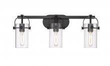 Innovations Lighting 423-3W-BK-4CL - Pilaster - 3 Light - 24 inch - Matte Black - Bath Vanity Light