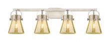 Innovation Lighting 423-4W-SN-G411-6ME - Pilaster II Cone - 4 Light - 37 inch - Satin Nickel - Bath Vanity Light