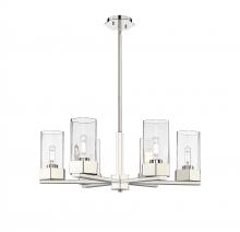 Innovation Lighting 427-6CR-PN-G427-9CL - Claverack - 6 Light - 28 inch - Polished Nickel - Chandelier