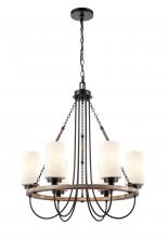Innovation Lighting 442-6CR-BK-W-LED - Paladin - 6 Light - 25 inch - Matte Black - Chain Hung - Chandelier