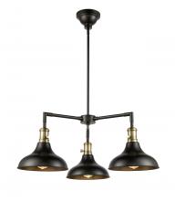 Innovation Lighting 443SW-3CR-BAB-M15BK-LED - Metro - 3 Light - 30 inch - Black Antique Brass - Cord hung - Chandelier