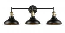 Innovation Lighting 443SW-3W-BAB-M15BK - Metro - 3 Light - 37 inch - Black Antique Brass - Bath Vanity Light