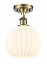 Innovation Lighting 516-1C-AB-G1217-8WV - White Venetian - 1 Light - 8 inch - Antique Brass - Semi-Flush Mount