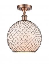 Innovation Lighting 516-1C-AC-G121-10CBK-LED - Farmhouse Chicken Wire - 1 Light - 10 inch - Antique Copper - Semi-Flush Mount