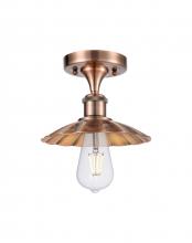Innovation Lighting 516-1C-AC-M17-AC - Scallop - 1 Light - 8 inch - Antique Copper - Semi-Flush Mount