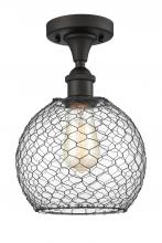 Innovation Lighting 516-1C-OB-G121-8CBK - Farmhouse Chicken Wire - 1 Light - 8 inch - Oil Rubbed Bronze - Semi-Flush Mount