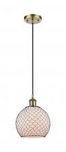 Innovation Lighting 516-1P-AB-G121-8CBK-LED - Farmhouse Chicken Wire - 1 Light - 8 inch - Antique Brass - Cord hung - Mini Pendant