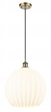 Innovation Lighting 516-1P-AB-G1217-14WV - White Venetian - 1 Light - 14 inch - Antique Brass - Cord Hung - Pendant