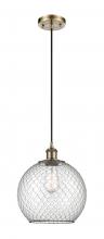 Innovation Lighting 516-1P-AB-G122-10CBK-LED - Farmhouse Chicken Wire - 1 Light - 10 inch - Antique Brass - Cord hung - Mini Pendant