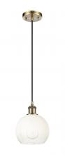 Innovation Lighting 516-1P-AB-G483-8OP - Brookhaven Globe - 1 Light - 8 inch - Antique Brass - Cord hung - Mini Pendant