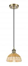 Innovation Lighting 516-1P-AB-NBD2-75-NAT - Bristol Natural II - 1 Light - 8 inch - Antique Brass - Cord hung - Mini Pendant