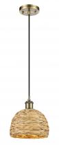 Innovation Lighting 516-1P-AB-RBD-8-NAT - Woven Rattan - 1 Light - 8 inch - Antique Brass - Mini Pendant