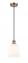 Innovation Lighting 516-1P-AC-G558-6GWH - Bella - 1 Light - 6 inch - Antique Copper - Cord hung - Mini Pendant