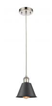 Innovation Lighting 516-1P-PN-M8-BK-LED - Smithfield - 1 Light - 7 inch - Polished Nickel - Cord hung - Mini Pendant