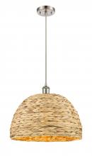 Innovations Lighting 516-1P-SN-RBD-16-NAT - Woven Rattan - 1 Light - 16 inch - Satin Nickel - Multi Pendant