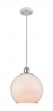 Innovation Lighting 516-1P-WPC-G121-10CSN-LED - Farmhouse Chicken Wire - 1 Light - 10 inch - White Polished Chrome - Cord hung - Mini Pendant