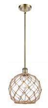 Innovations Lighting 516-1S-AB-G122-10RB - Farmhouse Rope - 1 Light - 10 inch - Antique Brass - Mini Pendant