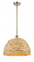 Innovation Lighting 516-1S-AB-RBD-16-NAT - Woven Rattan - 1 Light - 16 inch - Antique Brass - Mini Pendant