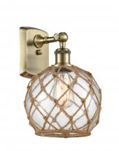 Innovations Lighting 516-1W-AB-G122-8RB - Farmhouse Rope - 1 Light - 8 inch - Antique Brass - Sconce