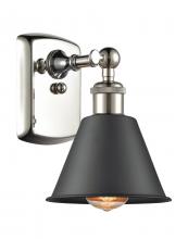 Innovations Lighting 516-1W-PN-M8-BK-LED - Smithfield - 1 Light - 7 inch - Polished Nickel - Sconce