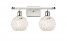 Innovation Lighting 516-2W-WPC-G1216-6WM - White Mouchette - 2 Light - 16 inch - White Polished Chrome - Bath Vanity Light