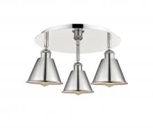 Innovation Lighting 516-3C-PN-M8-PN - Ballston - 3 Light - 18 inch - Polished Nickel - Flush Mount
