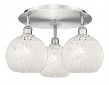 Innovation Lighting 516-3C-SN-G1216-8WM - White Mouchette - 3 Light - 20 inch - Satin Nickel - Flush Mount