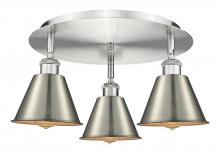 Innovation Lighting 516-3C-SN-M8-SN - Ballston - 3 Light - 18 inch - Satin Nickel - Flush Mount