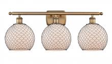 Innovation Lighting 516-3W-BB-G121-8CBK - Farmhouse Chicken Wire 3 Light Bath Vanity Light