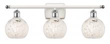 Innovation Lighting 516-3W-WPC-G1216-6WM - White Mouchette - 3 Light - 26 inch - White Polished Chrome - Bath Vanity Light