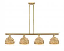 Innovations Lighting 516-4I-SG-RBD-8-NAT - Woven Rattan - 4 Light - 48 inch - Satin Gold - Multi Pendant