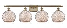 Innovation Lighting 516-4W-AB-G121-8CBK-LED - Farmhouse Chicken Wire - 4 Light - 38 inch - Antique Brass - Bath Vanity Light