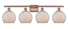 Innovation Lighting 516-4W-AC-G121-8CBK - Farmhouse Chicken Wire - 4 Light - 38 inch - Antique Copper - Bath Vanity Light