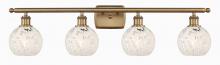 Innovation Lighting 516-4W-BB-G1216-6WM - White Mouchette - 4 Light - 36 inch - Brushed Brass - Bath Vanity Light