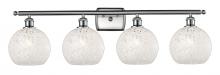 Innovation Lighting 516-4W-SN-G1216-8WM - White Mouchette - 4 Light - 38 inch - Brushed Satin Nickel - Bath Vanity Light