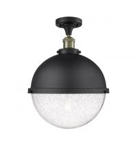 Innovation Lighting 517-1CH-BAB-HFS-124-BK-LED - Hampden - 1 Light - 13 inch - Black Antique Brass - Semi-Flush Mount