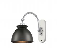 Innovation Lighting 518-1W-WPC-M14-BK-LED - Adirondack - 1 Light - 8 inch - White Polished Chrome - Adjustable Swing Arm