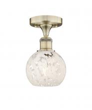 Innovation Lighting 616-1F-AB-G1216-6WM - White Mouchette - 1 Light - 6 inch - Antique Brass - Semi-Flush Mount